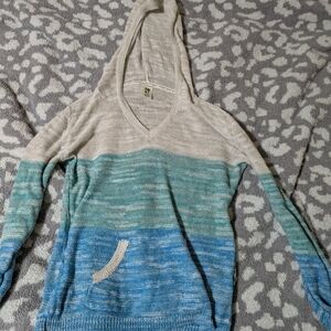 Roxy Blue and Cream Hooded Sweater